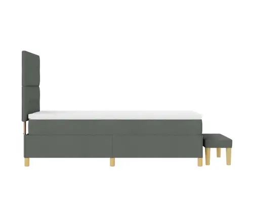 Kastes Atsperes Gulta Ar Matraci Un Soliņu Tumši Pelēka 100X200 Cm Audums Vidaxl
