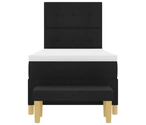 Gultas Ar Matrači Un Soli Melnā Krāsā 100X200 Cm Audums Vidaxl