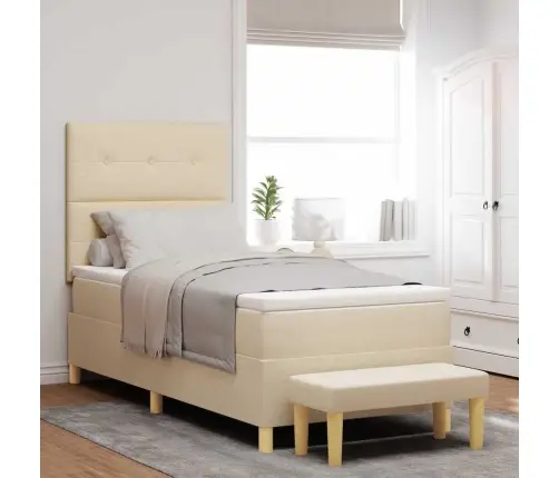 Kiemas Lova Su Čiužiniu Kreminė 100 X 200 Cm Audinys