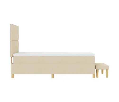 Kastītes Atsperu Gulta Ar Matraci Krēmkrāsa 100 X 200 Cm Audums Vidaxl