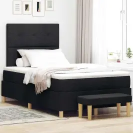 Kastītes Atsperu Gulta Ar Matraci Melna 120 X 200 Cm Audums Vidaxl Kastītes Atsperu Gulta Ar Matraci Melna 120 X 200 Cm Audums Vidaxl