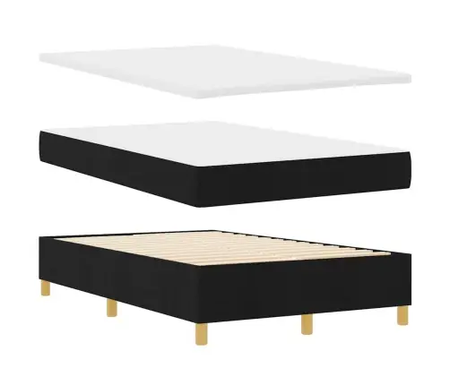 Box Spring Gulta Ar Matraici Un Soliņu Melns 120X200 Cm Audums Vidaxl Box Spring Gulta Ar Matraici Un Soliņu Melns 120X200 Cm Audums Vidaxl