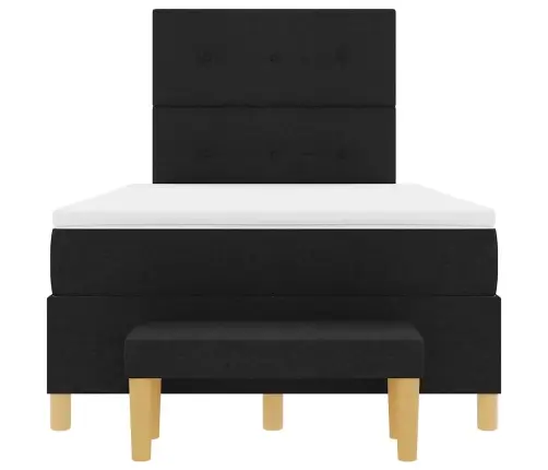 Box Spring Gulta Ar Matraici Un Soliņu Melns 120X200 Cm Audums Vidaxl Box Spring Gulta Ar Matraici Un Soliņu Melns 120X200 Cm Audums Vidaxl