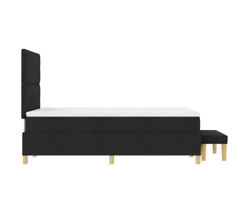 Box Spring Gulta Ar Matraici Un Soliņu Melns 120X200 Cm Audums Vidaxl Box Spring Gulta Ar Matraici Un Soliņu Melns 120X200 Cm Audums Vidaxl