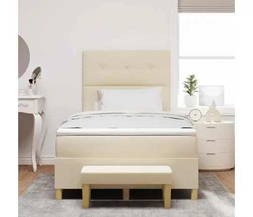 Kastītes Atsperu Gulta Ar Matraci Krēmkrāsa 120 X 200 Cm Audums Vidaxl