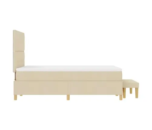Kastītes Atsperu Gulta Ar Matraci Krēmkrāsa 120 X 200 Cm Audums Vidaxl