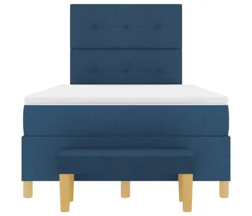 Kastītes Atsperu Gulta Ar Matraci Zila 120 X 200 Cm Audums Vidaxl