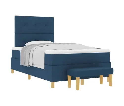 Kastītes Atsperu Gulta Ar Matraci Zila 120 X 200 Cm Audums Vidaxl