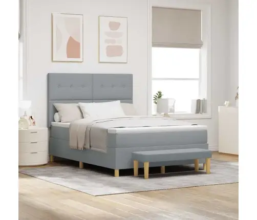 Kastītes Atsperu Gulta Gaiši Pelēka 140 X 190 Cm Audums Vidaxl