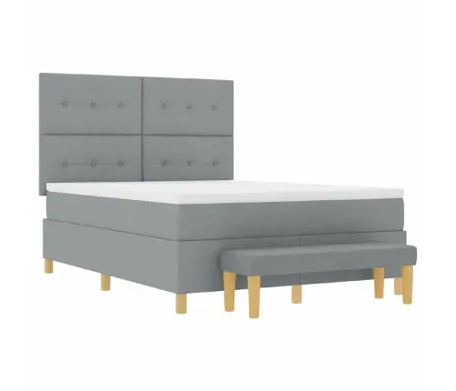 Kastītes Atsperu Gulta Gaiši Pelēka 140 X 190 Cm Audums Vidaxl