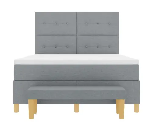 Kastītes Atsperu Gulta Gaiši Pelēka 140 X 190 Cm Audums Vidaxl