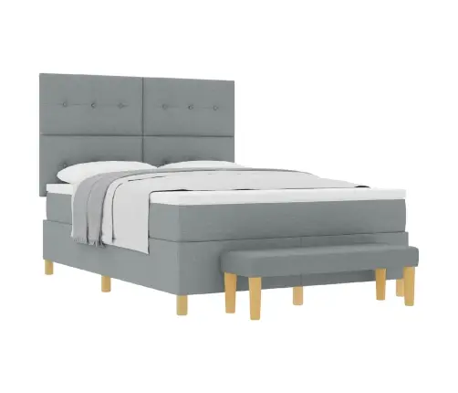 Kastītes Atsperu Gulta Gaiši Pelēka 140 X 190 Cm Audums Vidaxl