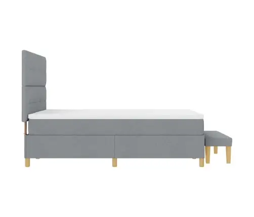 Kastītes Atsperu Gulta Gaiši Pelēka 140 X 190 Cm Audums Vidaxl