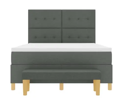 Kastītes Atsperu Gulta Tumši Pelēka 140 X 190 Cm Audums Vidaxl