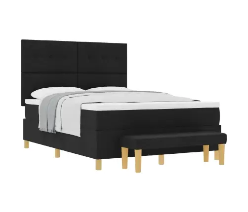 Kastītes Atsperu Gulta Ar Matraci Melna 140 X 200 Cm Audums Vidaxl