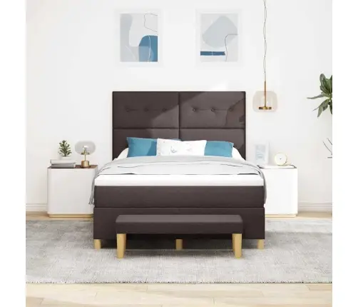 Kiemas Lova Su Čiužiniu Tamsiai Ruda 140 X 200 Cm Audinys