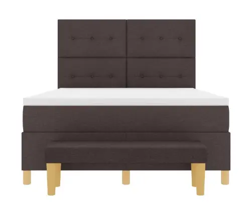 Kiemas Lova Su Čiužiniu Tamsiai Ruda 140 X 200 Cm Audinys