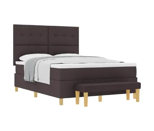 Kiemas Lova Su Čiužiniu Tamsiai Ruda 140 X 200 Cm Audinys