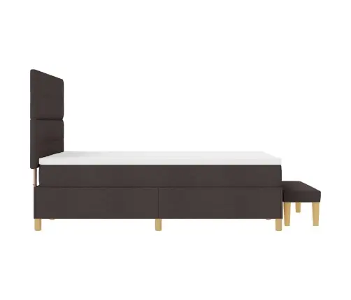 Kiemas Lova Su Čiužiniu Tamsiai Ruda 140 X 200 Cm Audinys