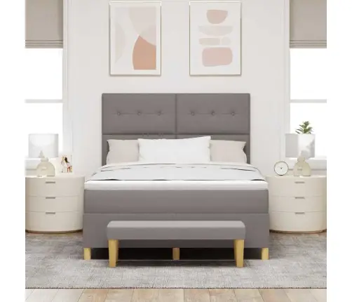 Kastītes Atsperu Gulta Pelēkbrūna 140 X 200 Cm Audums Vidaxl