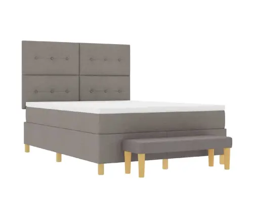 Kastītes Atsperu Gulta Pelēkbrūna 140 X 200 Cm Audums Vidaxl