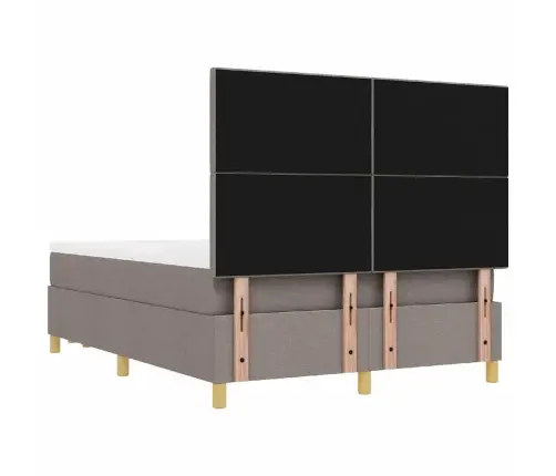 Kastītes Atsperu Gulta Pelēkbrūna 140 X 200 Cm Audums Vidaxl