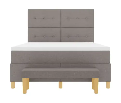 Kastītes Atsperu Gulta Pelēkbrūna 140 X 200 Cm Audums Vidaxl