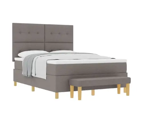 Kastītes Atsperu Gulta Pelēkbrūna 140 X 200 Cm Audums Vidaxl