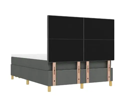 Kastītes Atsperu Gulta Tumši Pelēka 160 X 200 Cm Audums Vidaxl