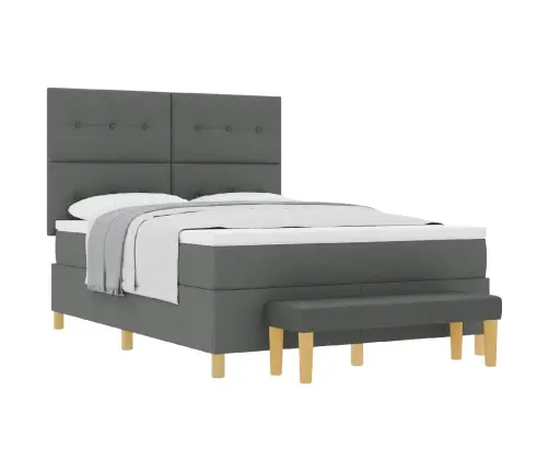 Kastītes Atsperu Gulta Tumši Pelēka 160 X 200 Cm Audums Vidaxl