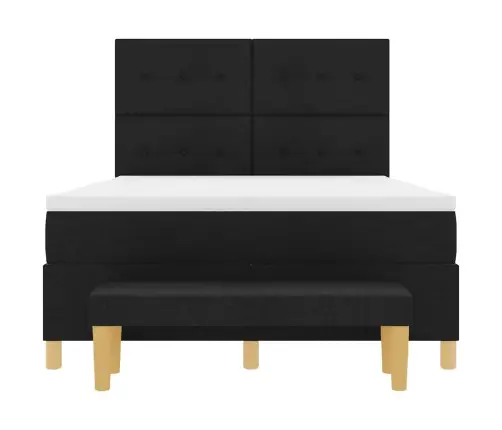 Kastītes Atsperu Gulta Ar Matraci Melna 160 X 200 Cm Audums Vidaxl