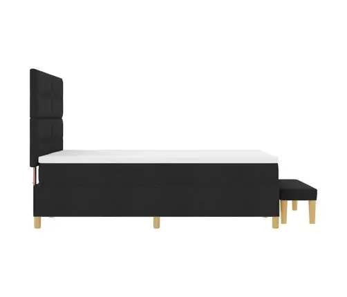 Kastītes Atsperu Gulta Ar Matraci Melna 160 X 200 Cm Audums Vidaxl