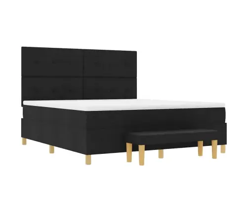 Kastītes Atsperu Gulta Ar Matraci Melna 180 X 200 Cm Audums Vidaxl