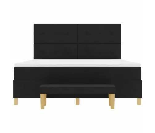 Kastītes Atsperu Gulta Ar Matraci Melna 180 X 200 Cm Audums Vidaxl