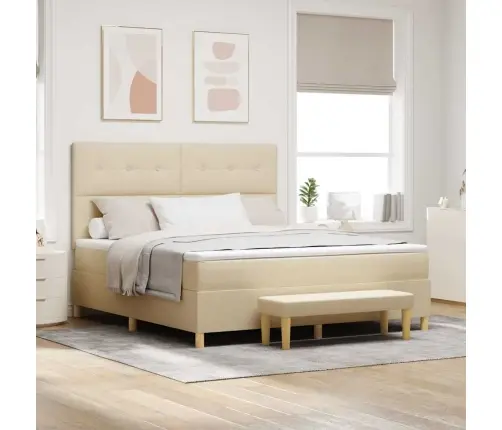 Kiemas Lova Su Čiužiniu Kreminė 180 X 200 Cm Audinys