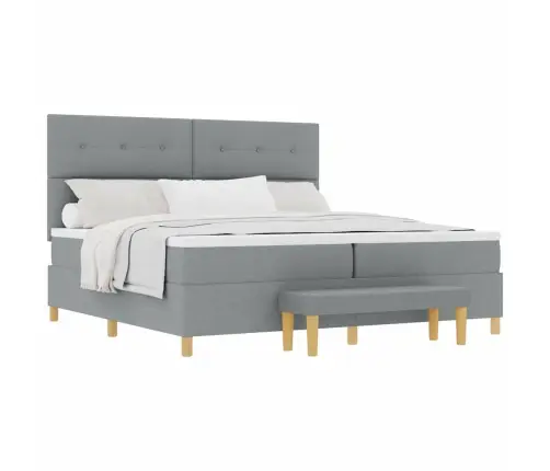 Gultas Rāmis Ar Matrača Un Sola Komplektu Gaiši Pelēks 200X200 Cm Audums Vidaxl