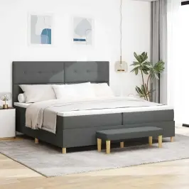 Kastītes Atsperu Gulta Tumši Pelēka 200 X 200 Cm Audums Vidaxl Kastītes Atsperu Gulta Tumši Pelēka 200 X 200 Cm Audums Vidaxl
