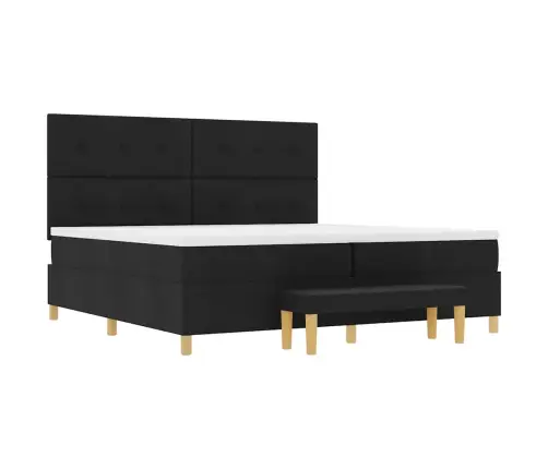 Kastītes Atsperu Gulta Ar Matraci Melna 200 X 200 Cm Audums Vidaxl