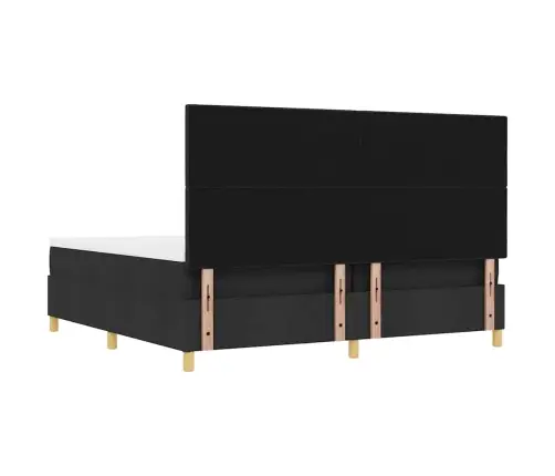 Kastītes Atsperu Gulta Ar Matraci Melna 200 X 200 Cm Audums Vidaxl