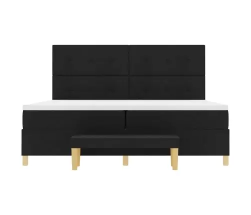 Kastītes Atsperu Gulta Ar Matraci Melna 200 X 200 Cm Audums Vidaxl