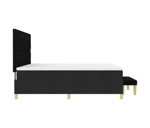 Kastītes Atsperu Gulta Ar Matraci Melna 200 X 200 Cm Audums Vidaxl
