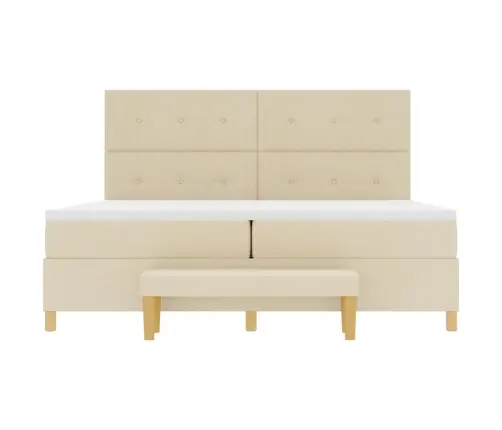 Kastītes Atsperu Gulta Ar Matraci Krēmkrāsa 200 X 200 Cm Audums Vidaxl