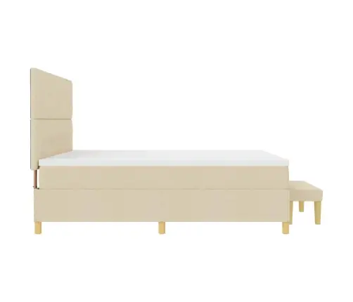 Kastītes Atsperu Gulta Ar Matraci Krēmkrāsa 200 X 200 Cm Audums Vidaxl