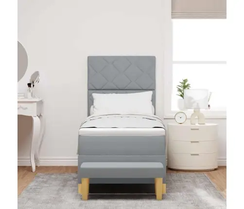 Kastītes Gulta Ar Matraci Un Soliņu Gaiši Pelēkā Krāsā 80X200 Cm Audums Vidaxl