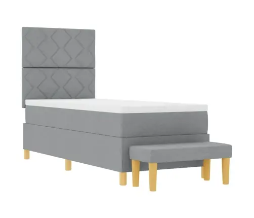 Kastītes Gulta Ar Matraci Un Soliņu Gaiši Pelēkā Krāsā 80X200 Cm Audums Vidaxl