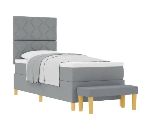 Kastītes Gulta Ar Matraci Un Soliņu Gaiši Pelēkā Krāsā 80X200 Cm Audums Vidaxl