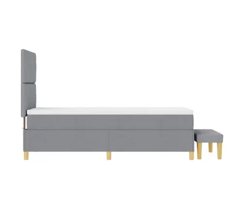 Kastītes Gulta Ar Matraci Un Soliņu Gaiši Pelēkā Krāsā 80X200 Cm Audums Vidaxl