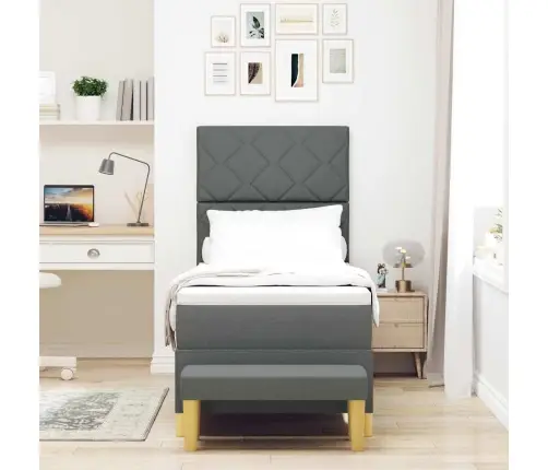 Kastītes Pavasara Gulta Ar Matraci Un Soli Tumši Pelēkā 80X200 Cm Audumā Vidaxl