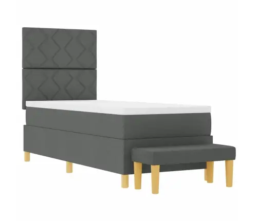 Kastītes Pavasara Gulta Ar Matraci Un Soli Tumši Pelēkā 80X200 Cm Audumā Vidaxl