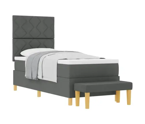 Kastītes Pavasara Gulta Ar Matraci Un Soli Tumši Pelēkā 80X200 Cm Audumā Vidaxl